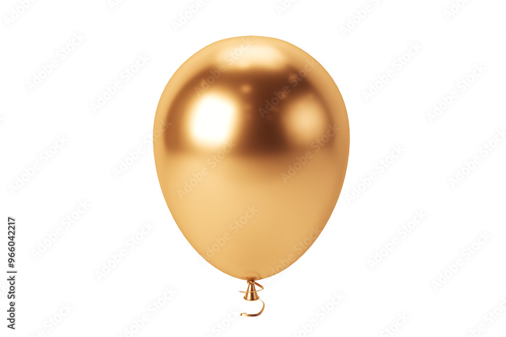 Poster A single golden balloon isolated on a white background. Clean design concept. 3D Rendering