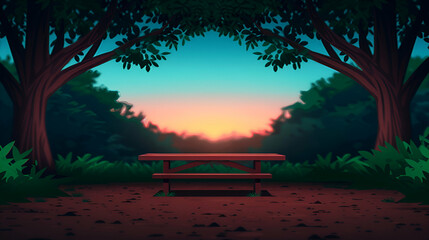 Obraz premium Picnic Table Illustration Cartoon Background