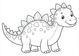 Fototapeta premium Adorable Dinosaur Sketch Outlines On A White Background, Perfect For Kids' Coloring Activities Or Educational Purposes.