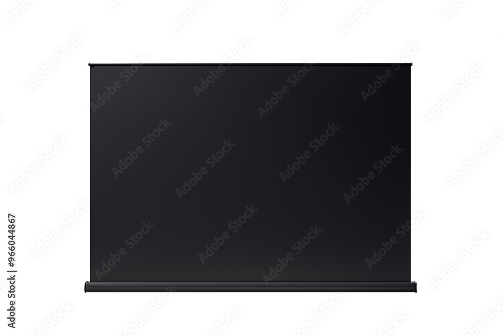 Poster black pull-down projector screen isolated on a white background. ideal for presentations or home the
