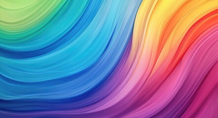 Fototapeta premium Vibrant Rainbow Swirl: Colorful Abstract Wave Background with Striped Patterns