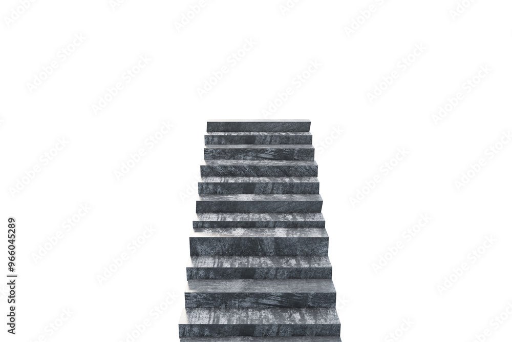 Poster Image of a stone staircase isolated on a white background. The steps are arranged in a stacked formation, creating a clean, cut-out design. 3D Rendering