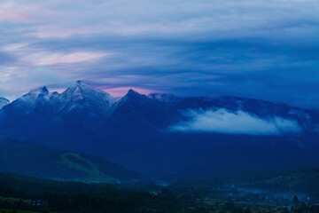 first snow view of the Tatra Mountains Poland