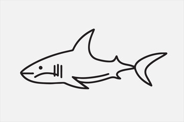 A shark one line art with white background.