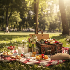 photo front view picnic in park concept