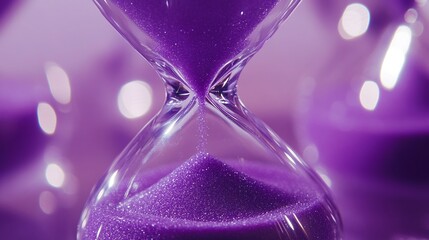 purple hourglass with flowing sand representing time passing and the concept of urgency
focusing on business deadlines productivity and effective time management for task completion