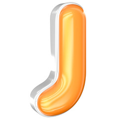 J Font 3D Render With White And Yellow