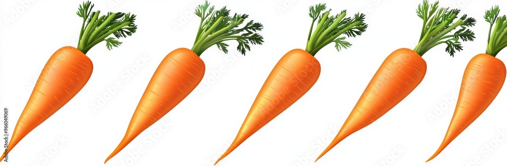 Poster isolated carrot 3d icons and objects collection, in cartoon style on transparent and white backgroun