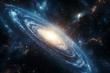 Obraz premium A stunning depiction of a spiral galaxy, showcasing cosmic beauty and vastness of space.