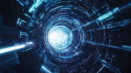 Obraz premium A cyber tunnel with bursting neon lights as a background texture