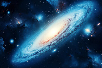 Obraz premium A stunning depiction of a spiral galaxy in deep space, highlighting cosmic beauty and mystery.