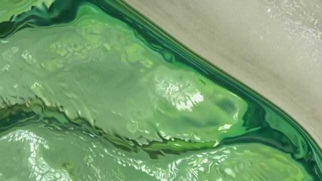 Mesmerizing blend of wavy green and grey shapes, perfect for elegant projects