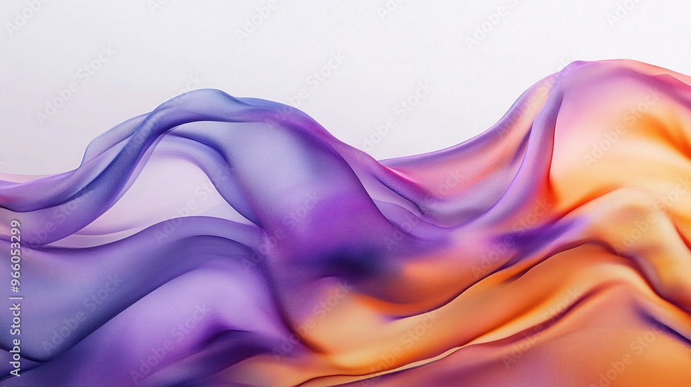 Poster creative abstract fabric pattern with flowing purple and orange hues in a dynamic design against a l