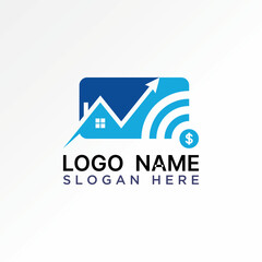 Logo design graphic concept abstract creative premium vector stock dollar trading roof house wifi router Relate to home property house cloud data tech