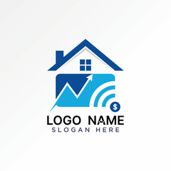 Logo design graphic concept abstract creative premium vector stock dollar roof house router wifi tranding. Related home property house cloud data tech
