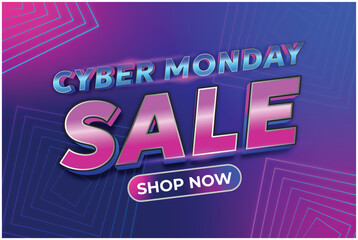 Cyber Monday Sale poster with editable text effect template