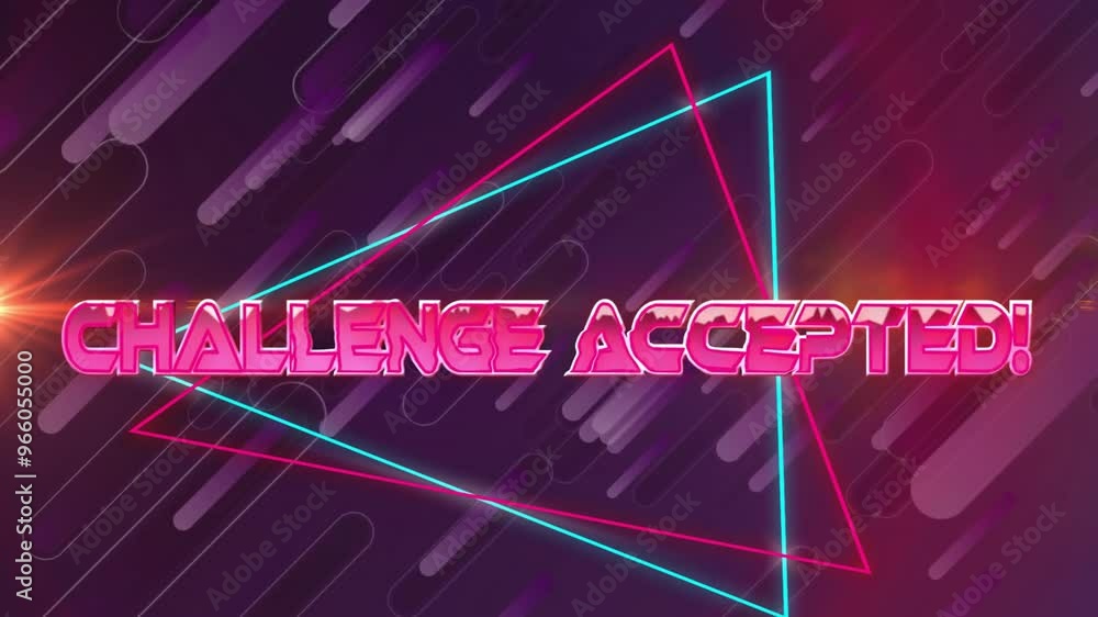 Poster Animation of challenge accepted text over neon pattern background