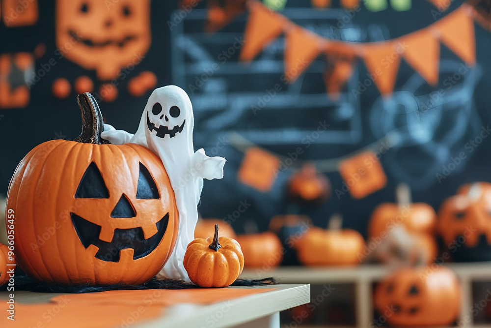 Wall mural halloween event preparation made with generative ai