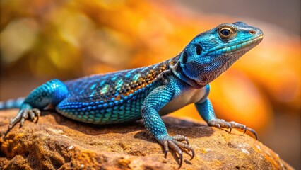 Obraz premium Close-Up Of A Bluebelly Lizard Basking On A Rock With A Vibrant Blue Underside And Intricate Pattern