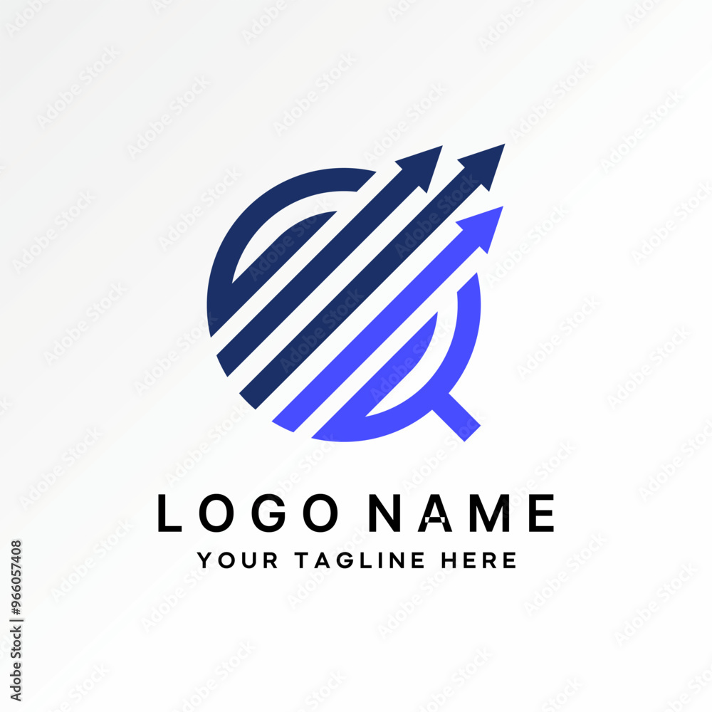 Poster logo design graphic concept creative premium vector stock initial line q font with three arrows tran