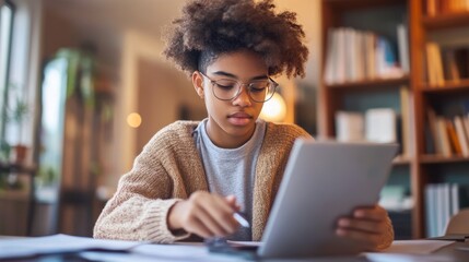 Teenager using a budgeting app to manage allowance and save