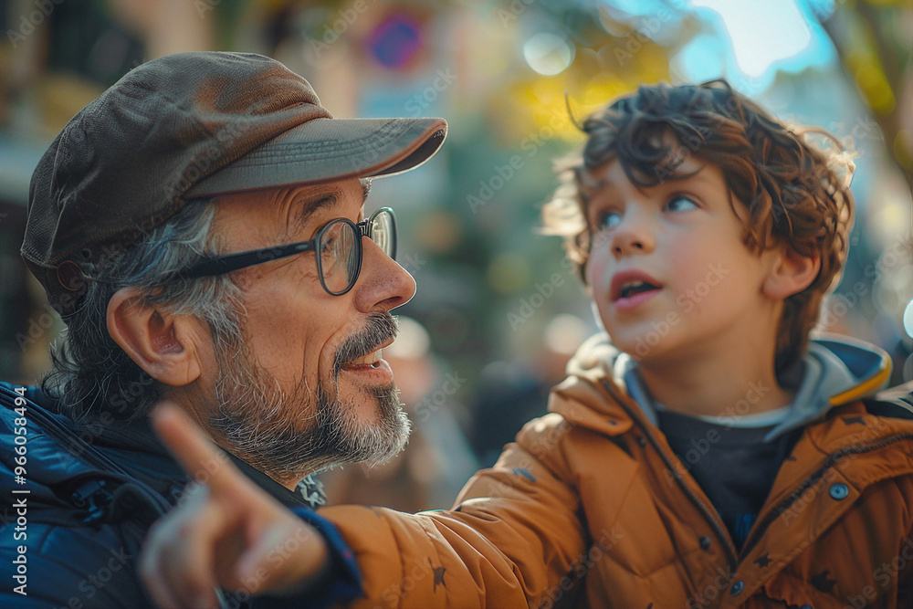 Poster image of happy parent and child created with generative ai