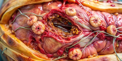 Close-Up Of An Open Wound On The Skin, Characterized By Abnormal Passages Or Connections Between Organs Or Body Cavities, Often Accompanied By Inflammation And Drainage.