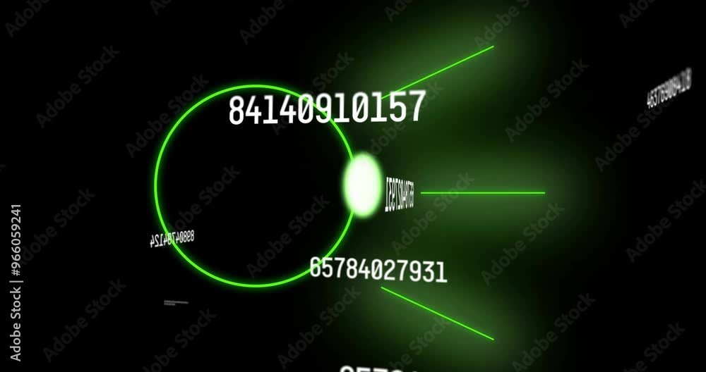 Poster animation of digital data processing over neon light trails