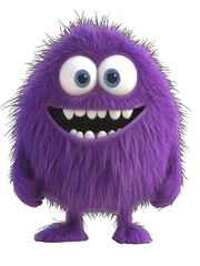 Obraz premium A Purple Cartoon Monster With a Happy Expression Ready to Scare at Halloween Isolated on a White Background