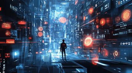 Obraz premium Cybersecurity strategies are crucial for mitigating risks and maintaining the integrity of corporate information systems 2D Illustration style: