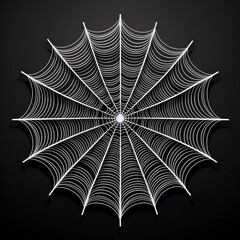 Spooky Spider Web Silhouette on Black Background for Halloween, Eerie Dark Night, Creepy Decor Template, Gloomy Atmosphere, Scary Spider Webbing