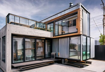 modern industrial tiny house combines concrete metal and glass f