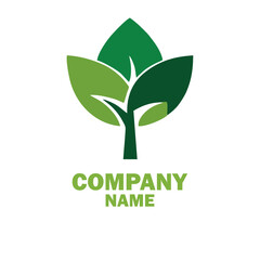 Elegant abstract tree logo featuring symmetrical leaves set against a smooth blue to pink gradient background, ideal for branding, environmental themes