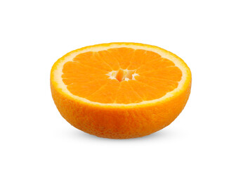 Half Orange fruit isolated on white background.