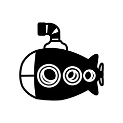 Toy Submarine Glyph Icon, Vector illustration