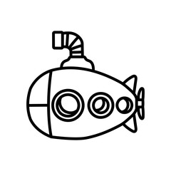 Toy Submarine Outline Icon, Vector illustration