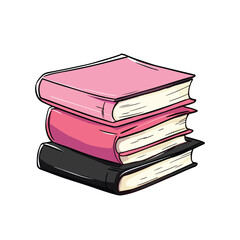 stack of vector books isolated on white background