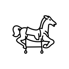 Vintage Children Horse Outline Icon, Vector illustration