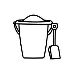 Bucket Of Sand Outline Icon, Vector illustration