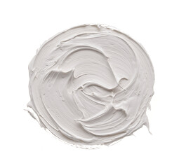 Obraz premium Impressive stroke of white acrylic paint on a clean white background. The brush is ideal for creative projects, background designs or illustrations where cleanliness and sophistication are required.