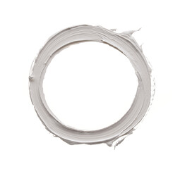Obraz premium Impressive stroke of white acrylic paint on a clean white background. The brush is ideal for creative projects, background designs or illustrations where cleanliness and sophistication are required.