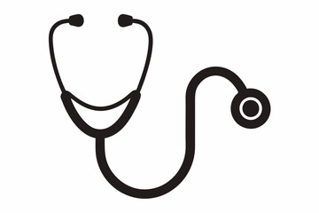 
medical stethoscope icon, Stethoscope black silhouette vector
