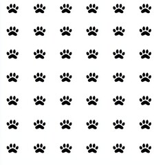 This seamless pattern features geometric animal paw footprints. Background with dog paw prints
