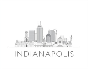 Naklejka premium Indianapolis skyline line art vector illustration
