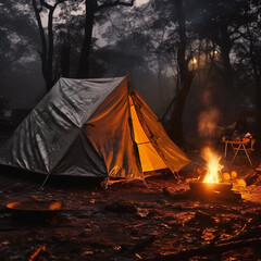 Photo camping in wild african forest