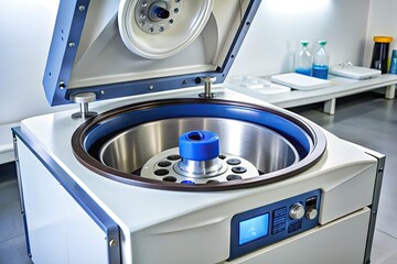 High Resolution Image Of A Three-Axis Laboratory Centrifuge With A Digital Timer Readout Set To Thirty Seconds