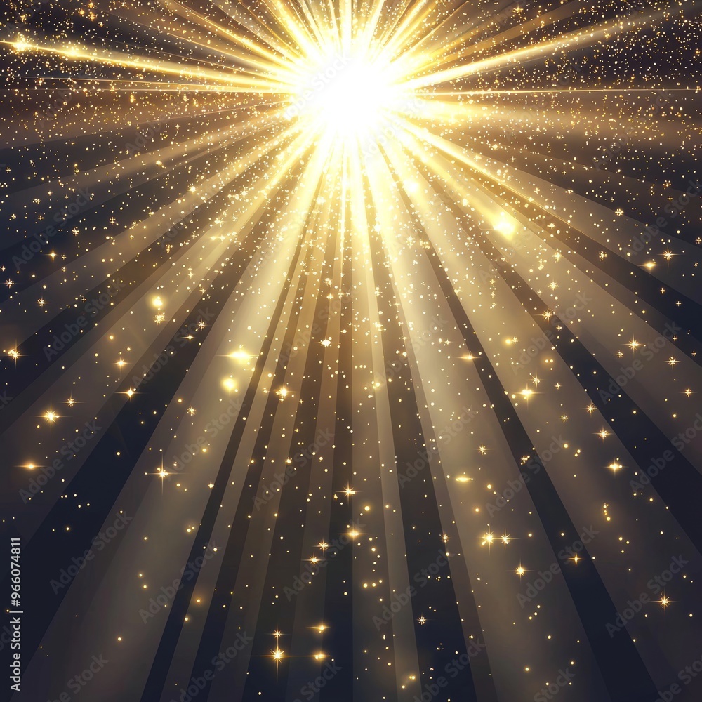 Poster luminous starburst with sparkles and rays on a transparent background. light flare effect with stars