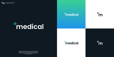 Healthcare Medical Logo. Cross and letter icon logo design combination