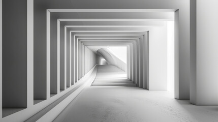 Grey Geometric Corridor, Generative AI Illustration