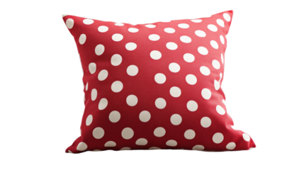 red pillow with white polka dots isolated on transparent background